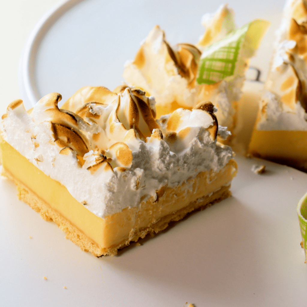 Slice of lemon meringue tart